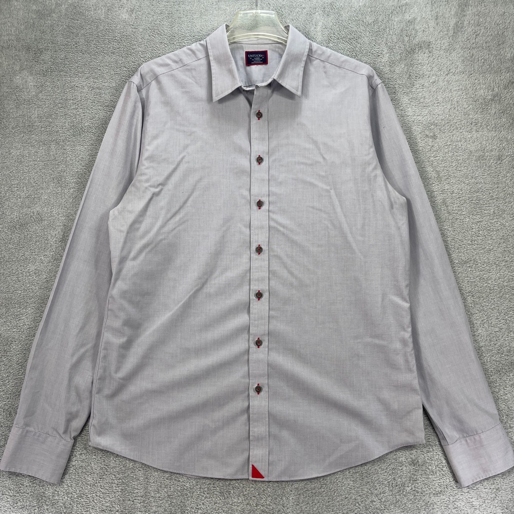 UNTUCKit Button Down Mens Large Gray Rubican Tall Wrinkle Free Long Sleeve